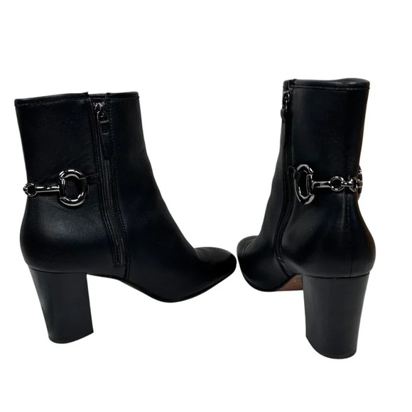 Johnston & Murphy Charlotte Bit Bootie Size 8.5 Leather Boot Heel Preppy Square - Picture 5 of 10